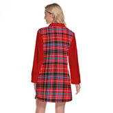 Straiton Tartan Women's Lapel Shirt Dress With Long Sleeve